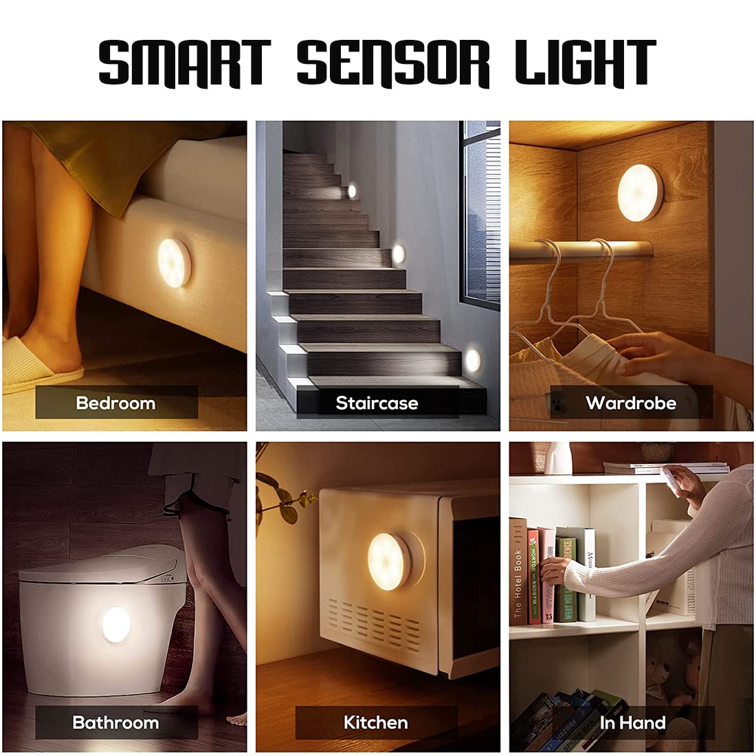 Motion Sensor USB Charging LED Wireless Round Wall Light (White)